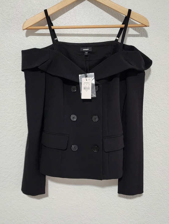 Express Tops - Express Off The Shoulder Double Breast Blazer Black Size 0 (XS) Edgy Professiona